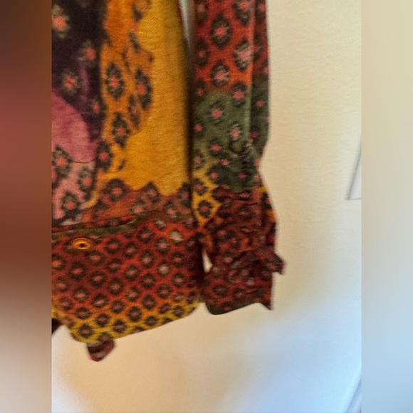 NEW Parsley & Sage Women Button Up Blouse Rainbow Abstract Bow Sleeve Small NWOT - Picture 8 of 9